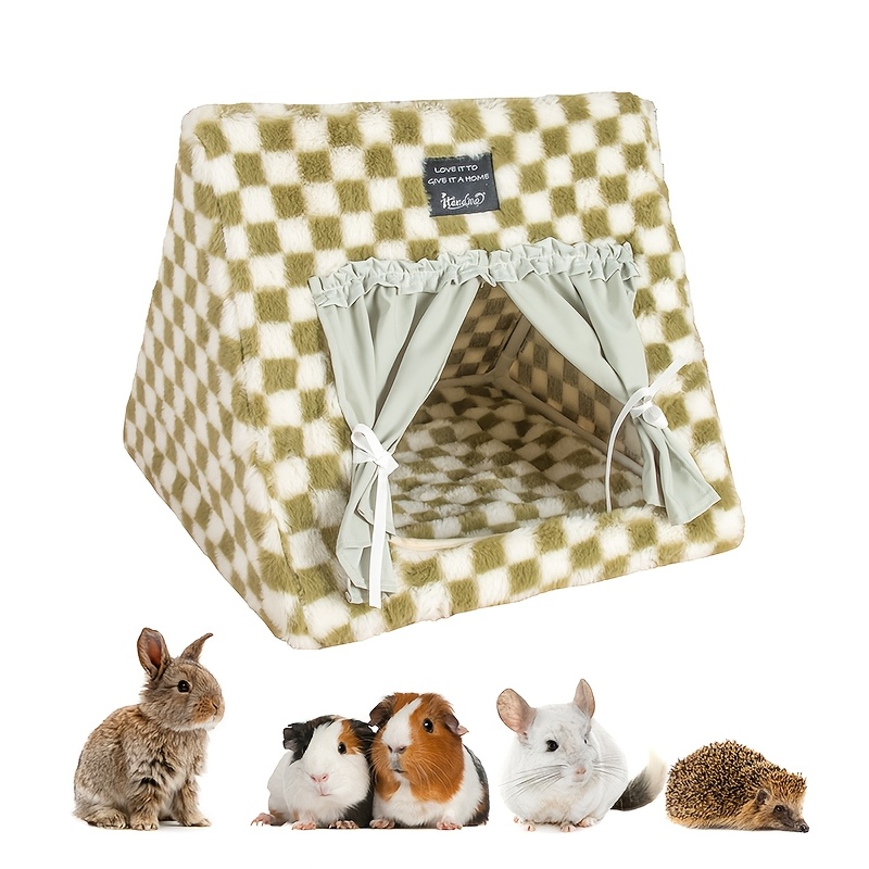 

A Triangular For Guinea Pigs, , And Rabbits, Featuring A Cozy Sleeping Area And Individual Bedding Suitable For , Small To Medium-sized Rabbits, And Guinea Pigs, Providing A Comfortable Habitat.