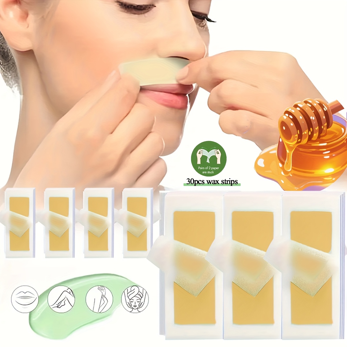 grne aloe vera haarentfernungs-wachsstreifen  fertig zum gebrauch fr  gesicht, augenbrauen, lippen und kinn  kleine wachsstreifen zur  schmerzlosen und schnellen entfernung von haaren  portabel & praktisch   50 stcke, sanft