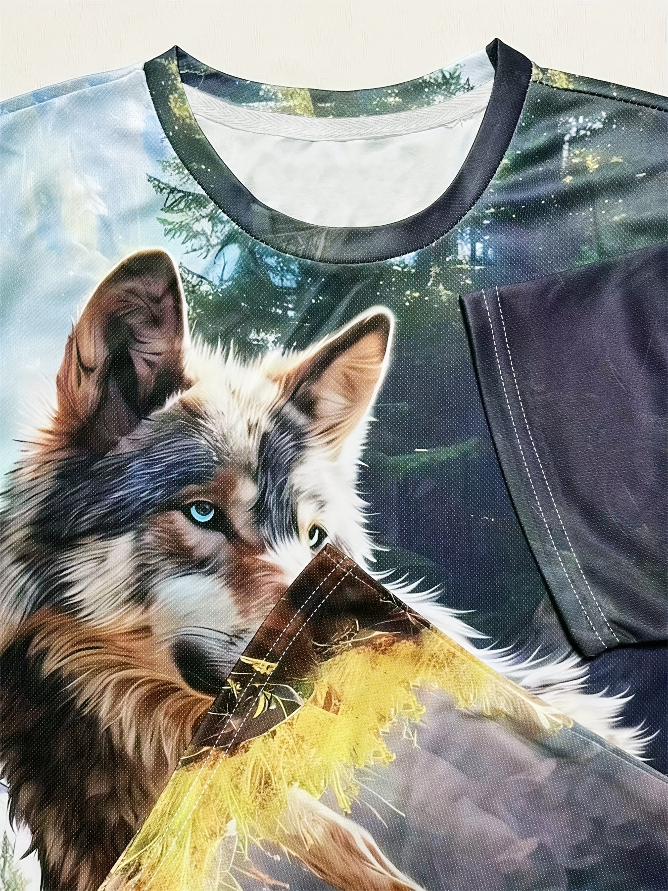 men' wolf print t shirt quick dry casual Temu New Zealand