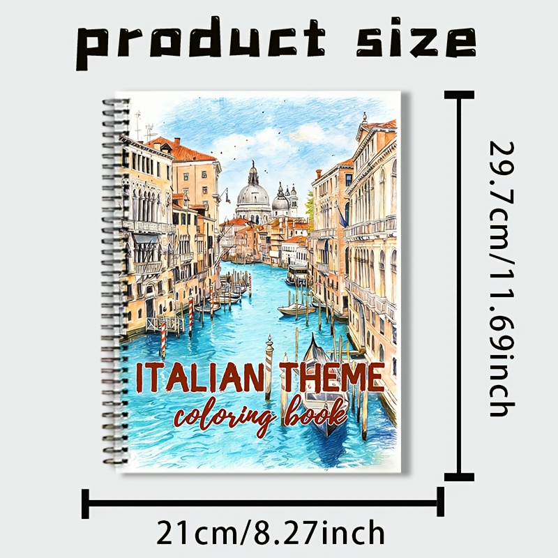 Italian-themed Coloring Book For Adults - 20-page Travel Journal With , Architecture & Landscapes Coloring Pages Suitable For Adults 18+ | Activity Gift For Relaxation & Italian Lovers