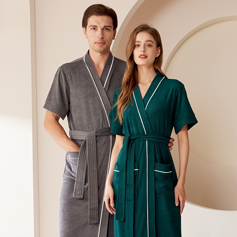 short sleeve long bathrobe bath towel extended couple Temu Germany