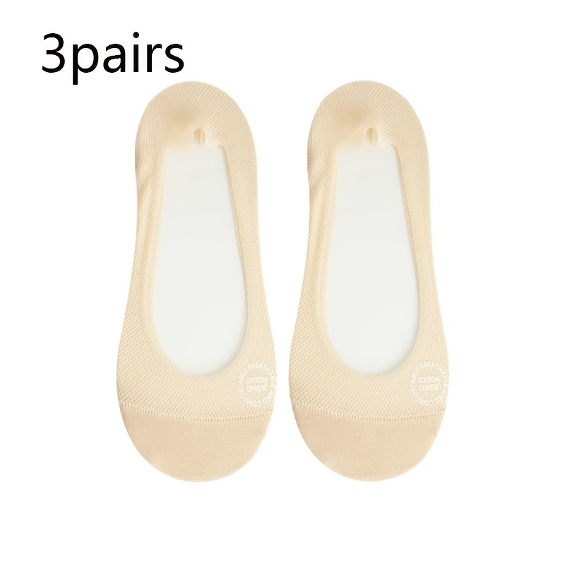 E-shop 3 Paar Damen Atmungsaktive Mesh Unsichtbare Socken mit Silikon Anti-Rutsch - Ultradünne Anti-Rutsch Unsichtbare Bootssocken, Nude - Perfektes