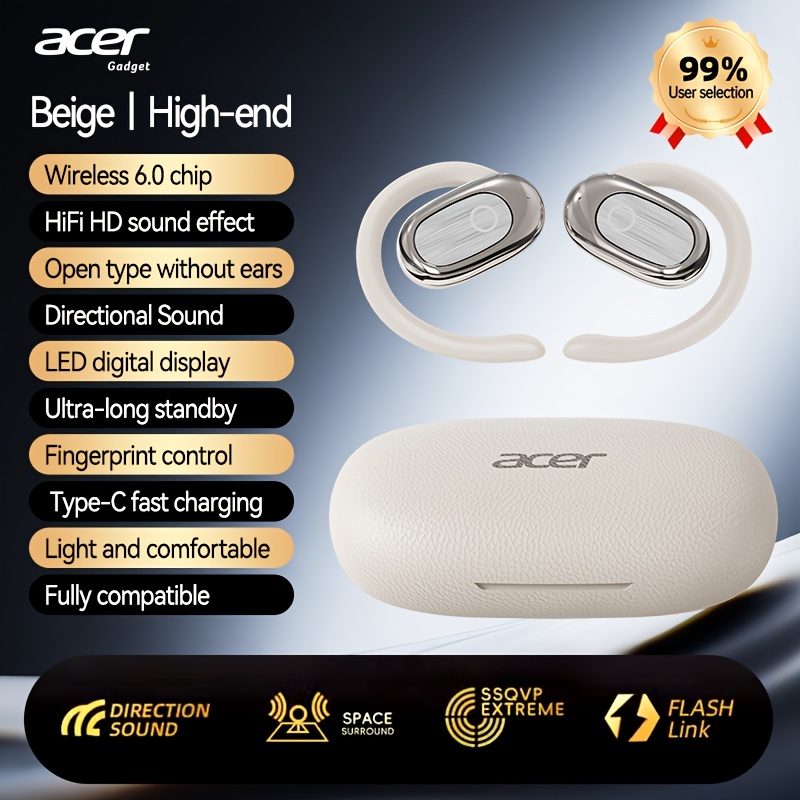 [Acer 2026 Novi Model] TWS Brezžične Slušalke, Močan Bas Stereo in Zmanjševanje Šuma Pri Klicih, Izjemno Dolga Življenjska Baterije, Športne