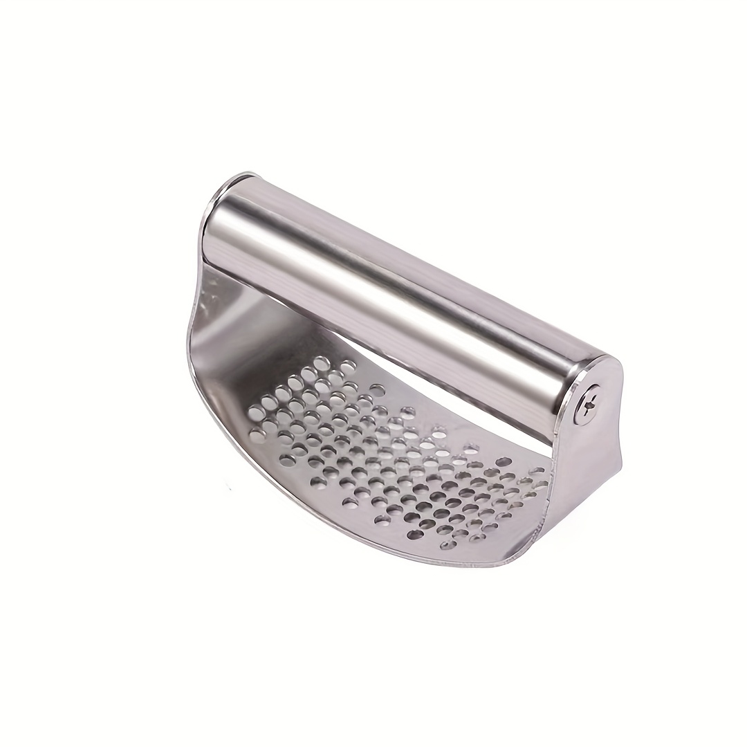 Stainless Steel Garlic Press with Arc-Shaped Design for Easy Mashing