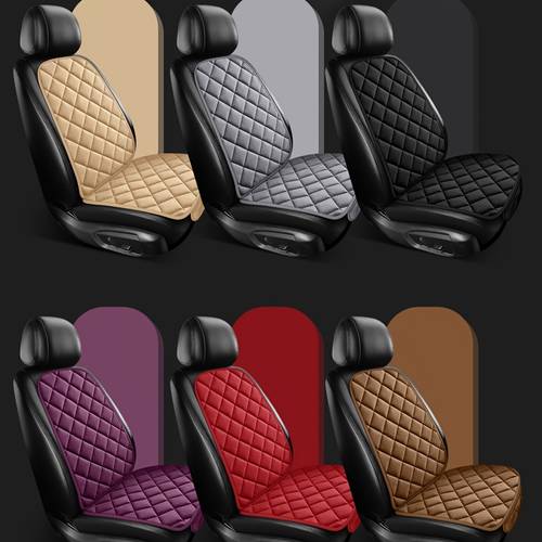plush car seat cushion 2pcs grid design comfortable warm use suitable for front seats