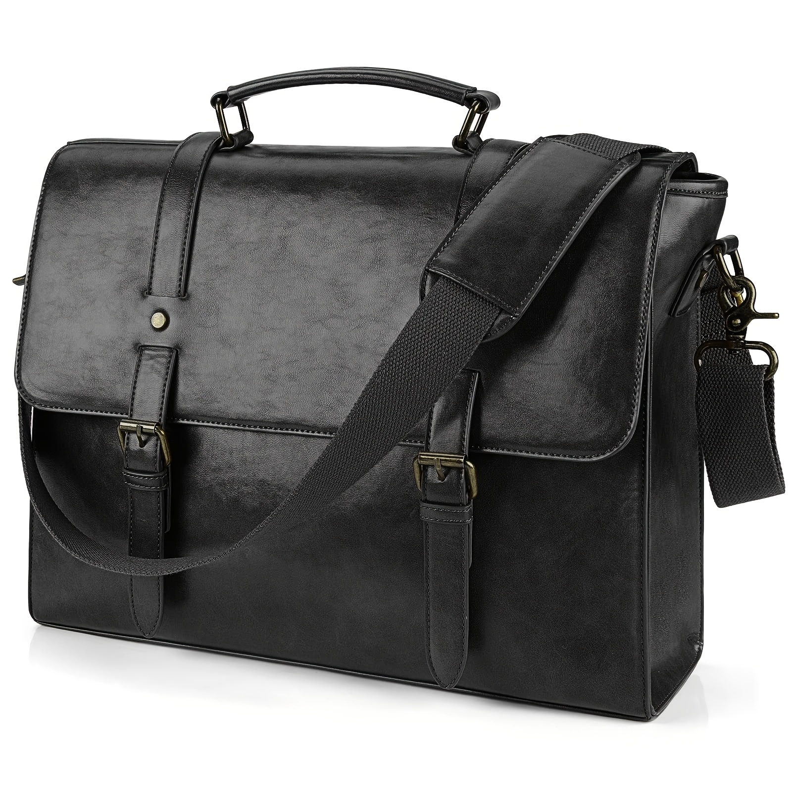 Lubardy Men's Crossbody Bag Laptop Briefcase 15.6 Inches Messenger Bag Vintage Work Briefcase
