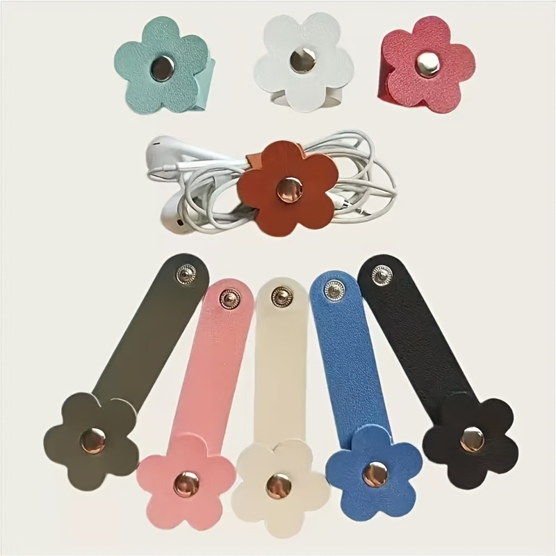 2pcs Flower Shaped Data Cable Storage Guide, Reusable