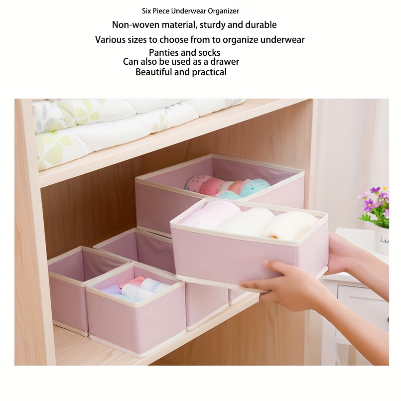 6pcs fabric drawer organizer set for clothes underwear socks dresser and closet storage solutions with cute animal prints details 0