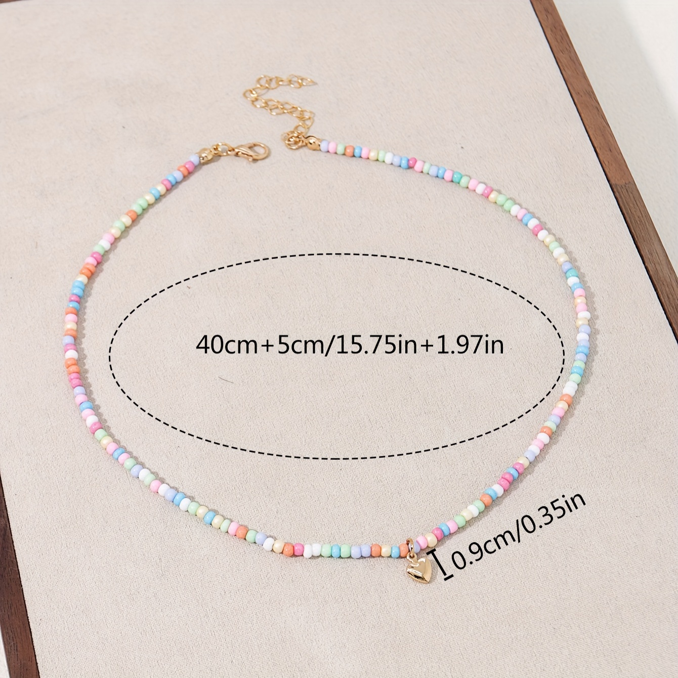 Boho Beaded Pendant Necklace with Heart Charm Handcrafted