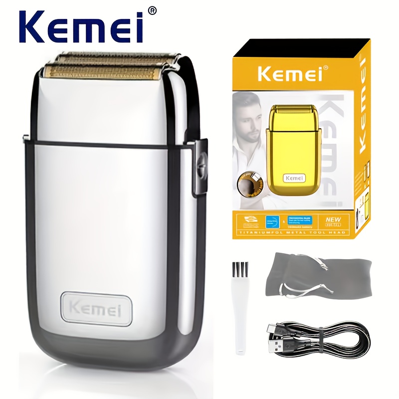 Image of Kemei Km-tx1 Rechargeable Double Blade Men's Electric Shaver Razor High-end Metal Usb Charging Gift Box Razor