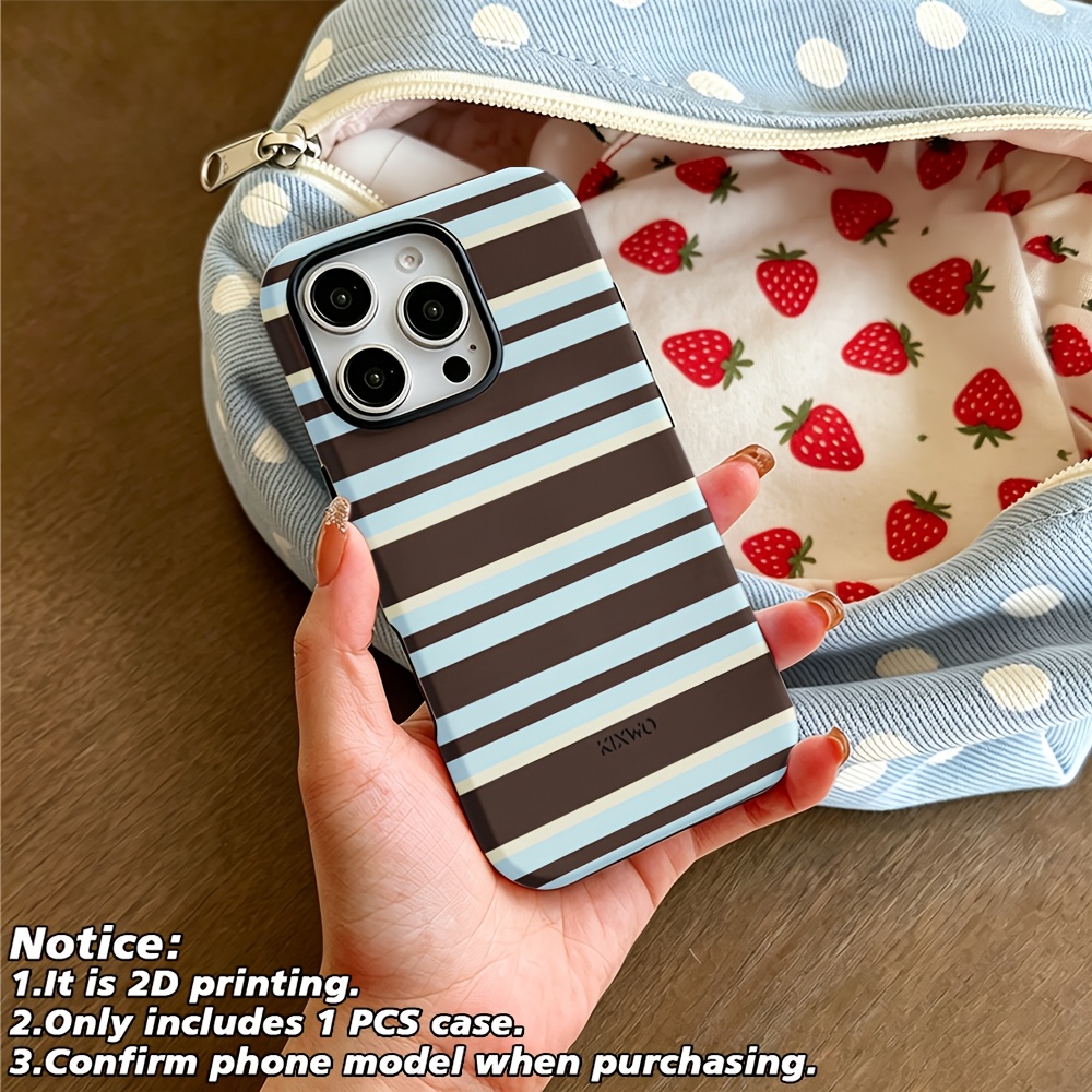 TEMU Phone Case - Kixwo -stripe 2d Printed Phone Case Suitable For Iphone 18 17e 17 16 16e 15 14 13 12 11 Pro Max Xr Xsmax 8 7 Plus Hard Pc
