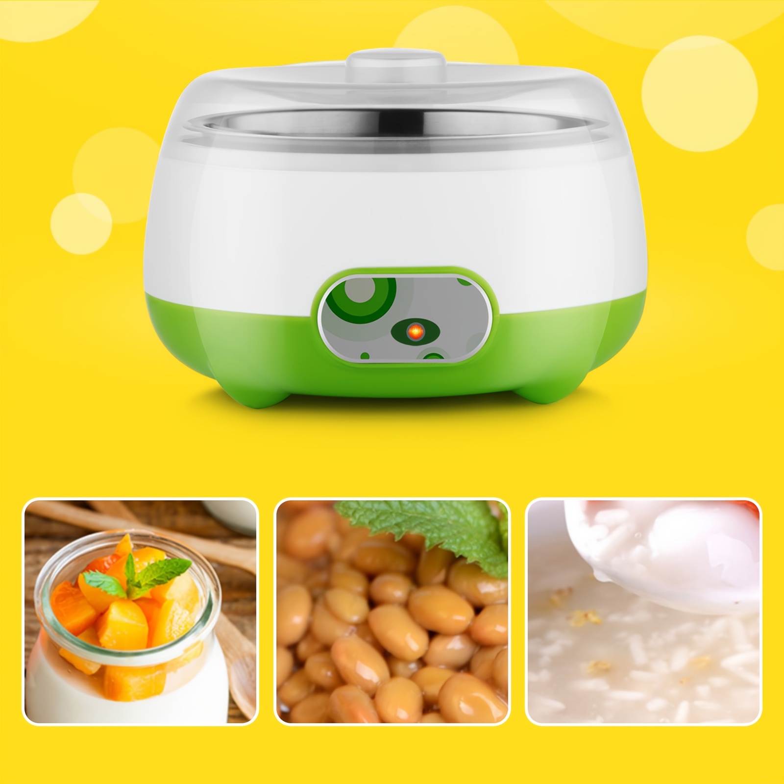 TEMU 15w Automatic Temperature Yoghourt Machine 1l Digital Yogurt Maker Stainless Steel Liner Yogurt Maker Machine Green