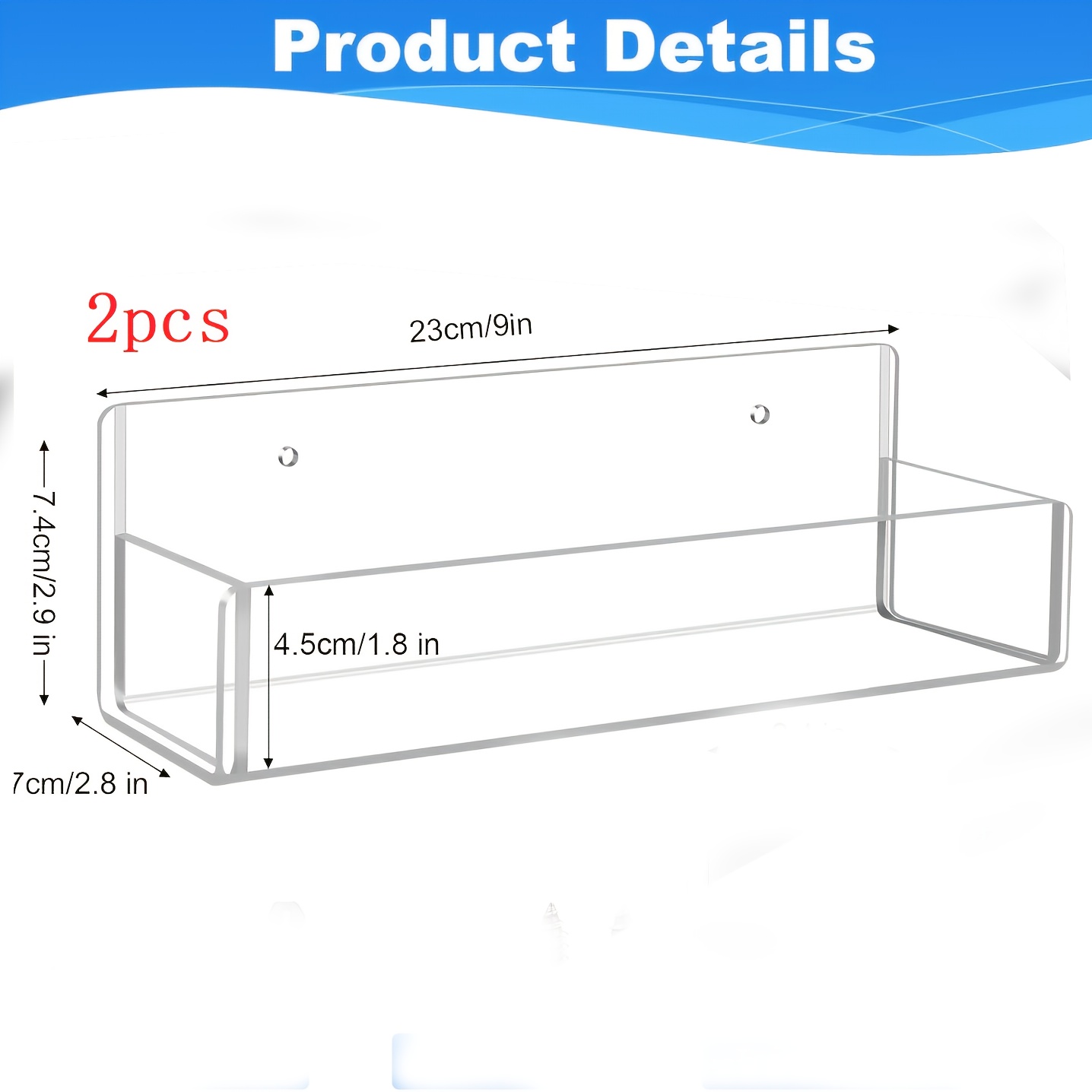 E-shop Acryl Wandregal, Aufbewahrungsregal, Installation ohne Bohren, Sehr gut geeignet für Badezimmer und Küchen Gewürzregal. Platzsparend, einfach zu
