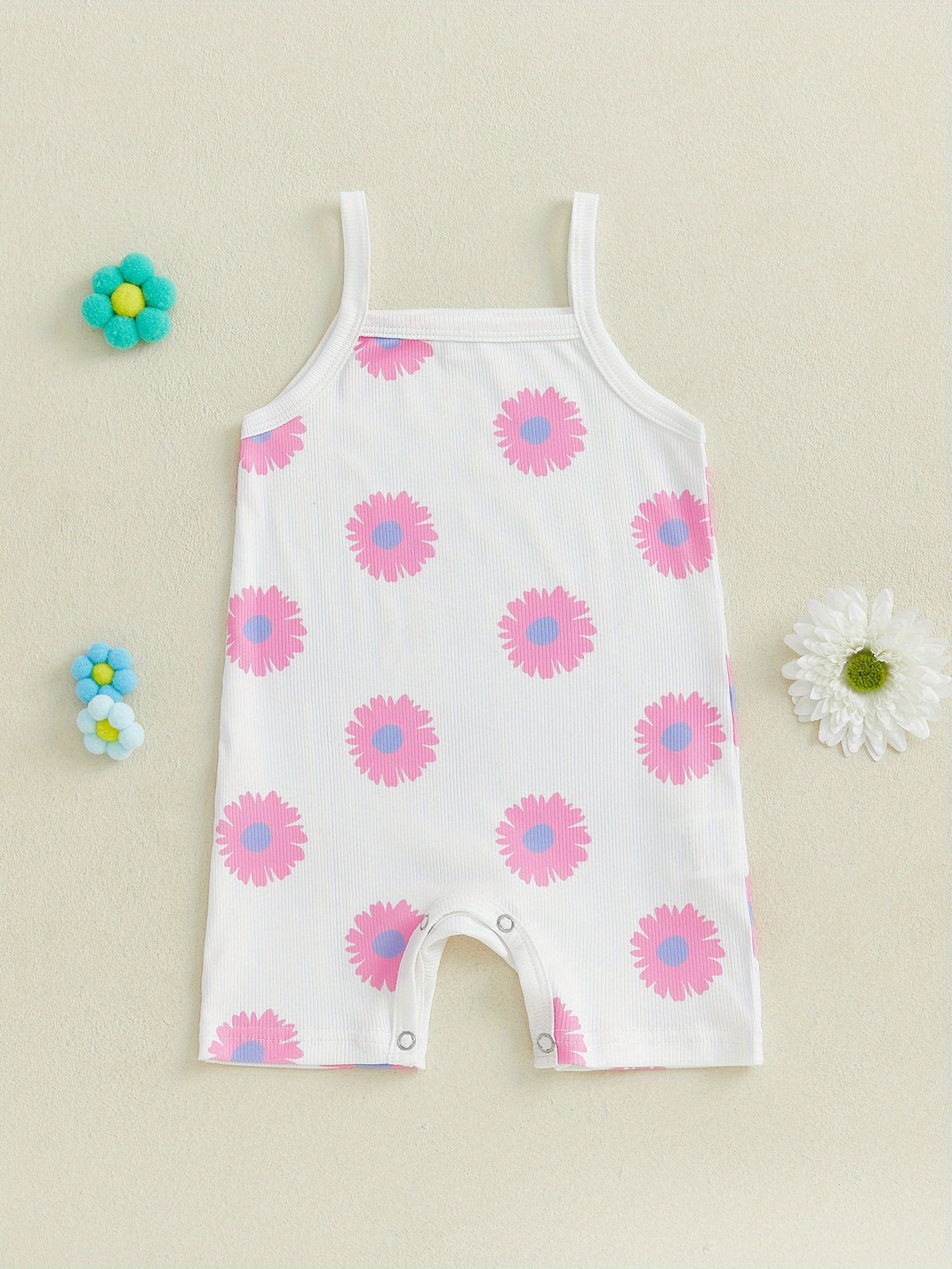 baby girl summer romper sleeveless spaghetti strap floral Temu