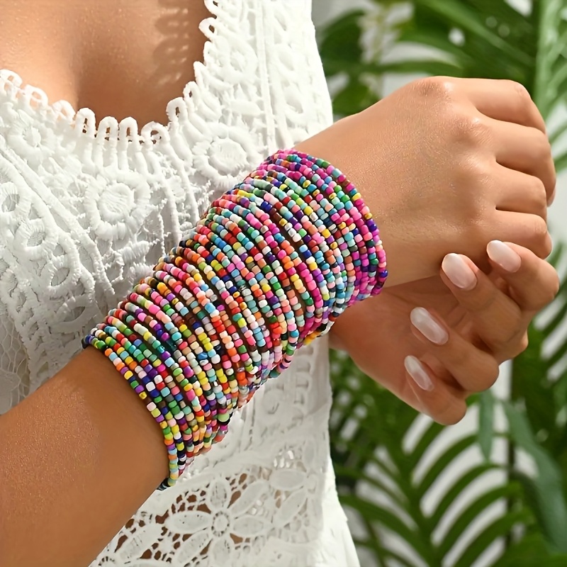 10pc Random Colors Bohemian Seed Bead Bracelets