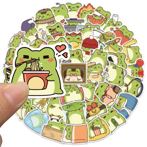 set of 50 adorable cartoon frog stickers decorating your phone laptop luggage guitar skateboard or for ipad