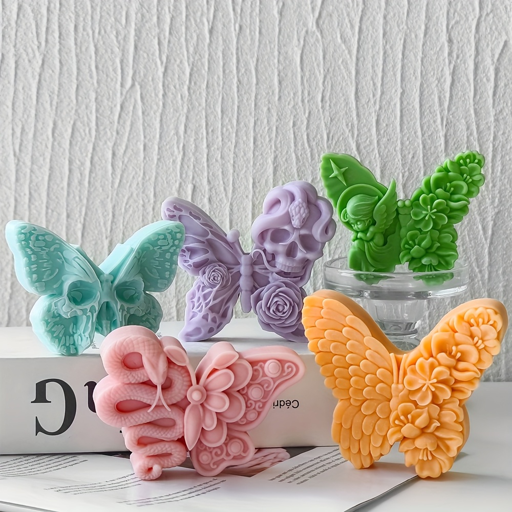 2PCS Buttefly Candle Mold, 3D Flowe Buttefly Esin Molds