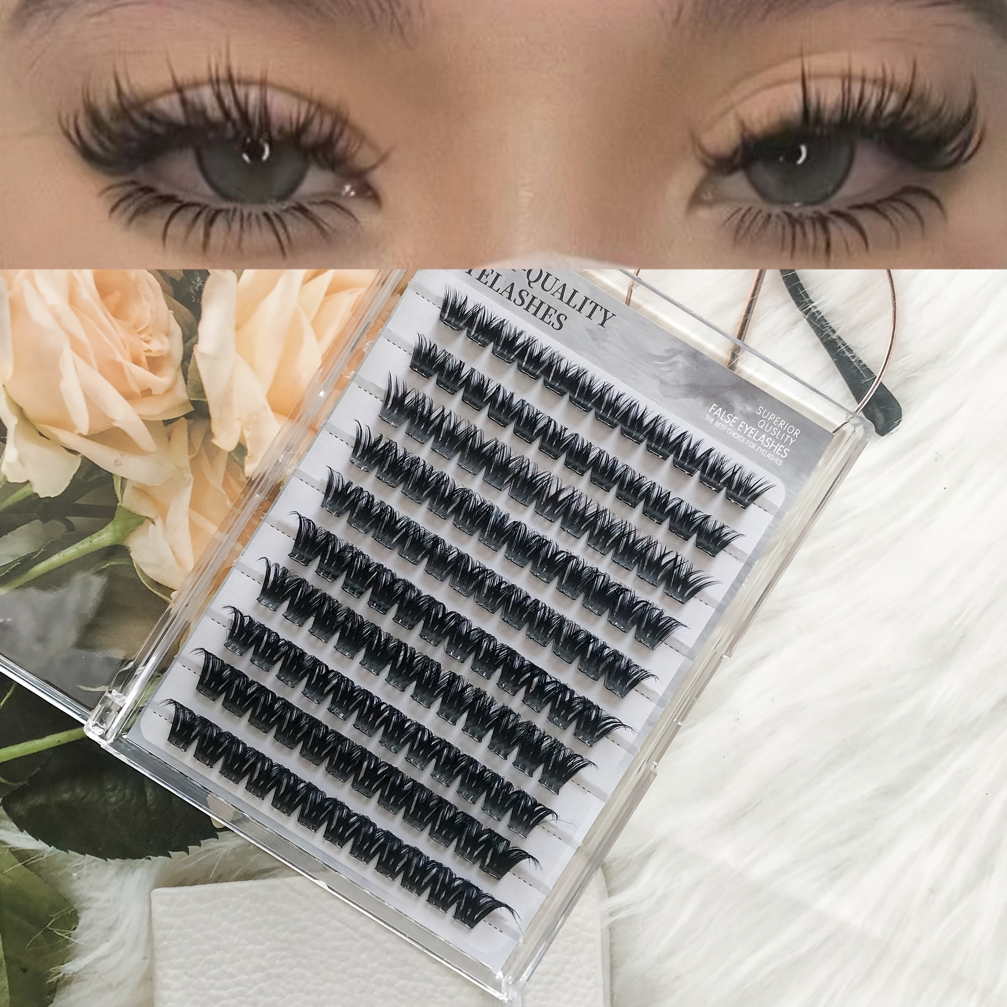 120pcs Self-adhesive False Eyelash Extensions Suitable For Asian Volume Lashes, Natural Fluffy Individual Eyelash Strips With Pre- Diy Application, No Glue Needed For Daily Wear &