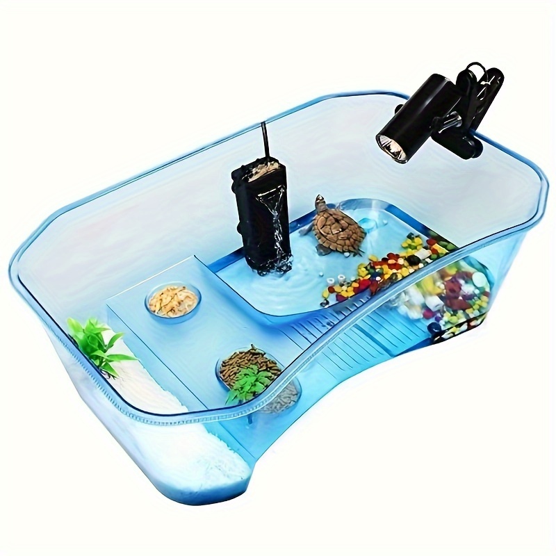 

Mini Open-top Turtle Habitat, Plastic Reptile Tank With Platform, Aquarium Terrapin Lake For Pet Turtle And Reptile Habitat