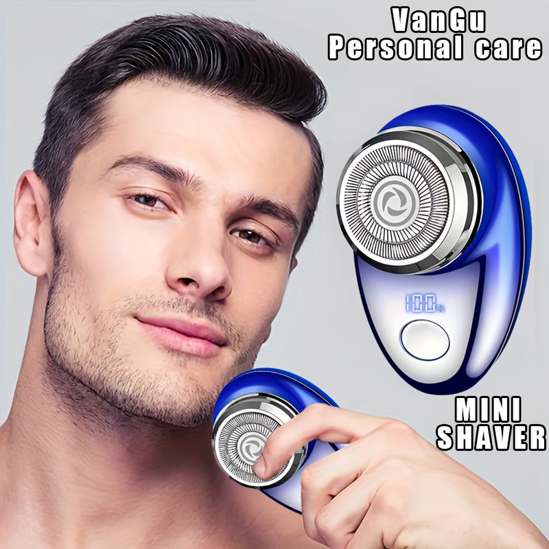 Afeitadora rotativa compacta USB recargable para hombre, con cuerpo de acero inoxidable para un afeitado suave, ideal para viajes y un gran regalo para el Día del Padre para papás y maridos