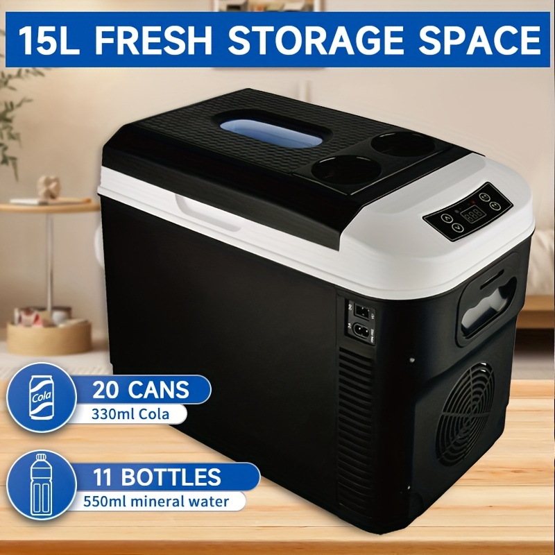 15l compact portable car refrigerator insulated square design black ideal for outdoor activities fishing picnics 11 20l capacity car refrigerator picnic essentials sleek   semiconductor cooling technology