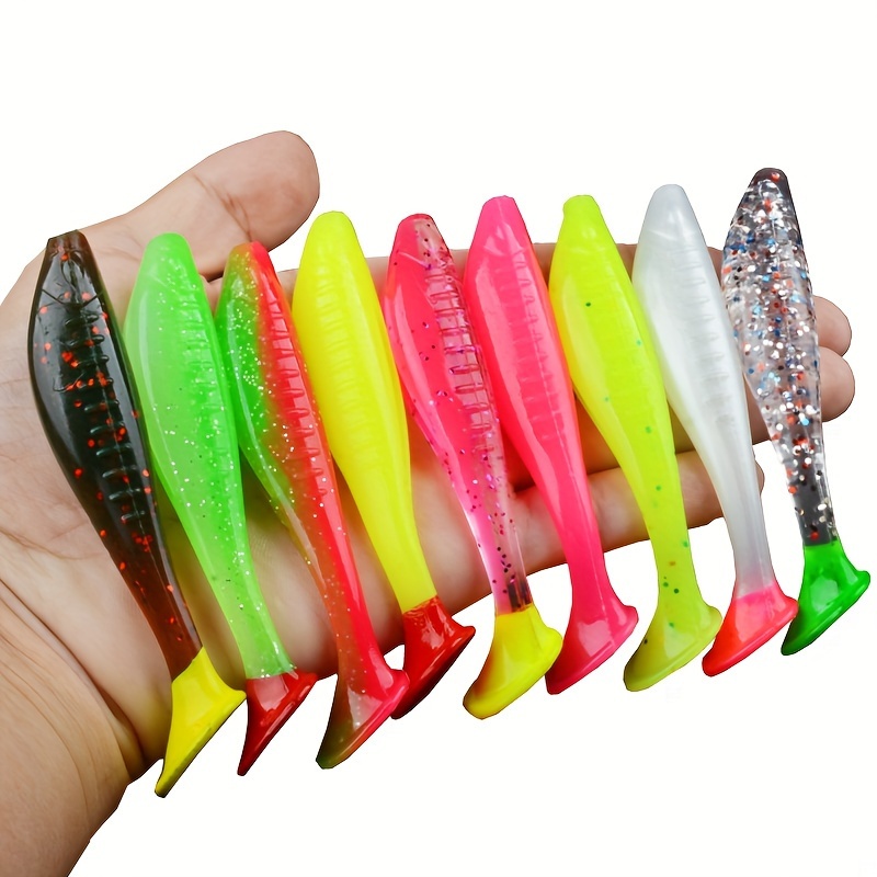 

7-pack 8cm Tpe Super Elastic T-tail Soft Bait, Fishing Lure, Non-lead, Assorted Colors, Bag Pack, Gear