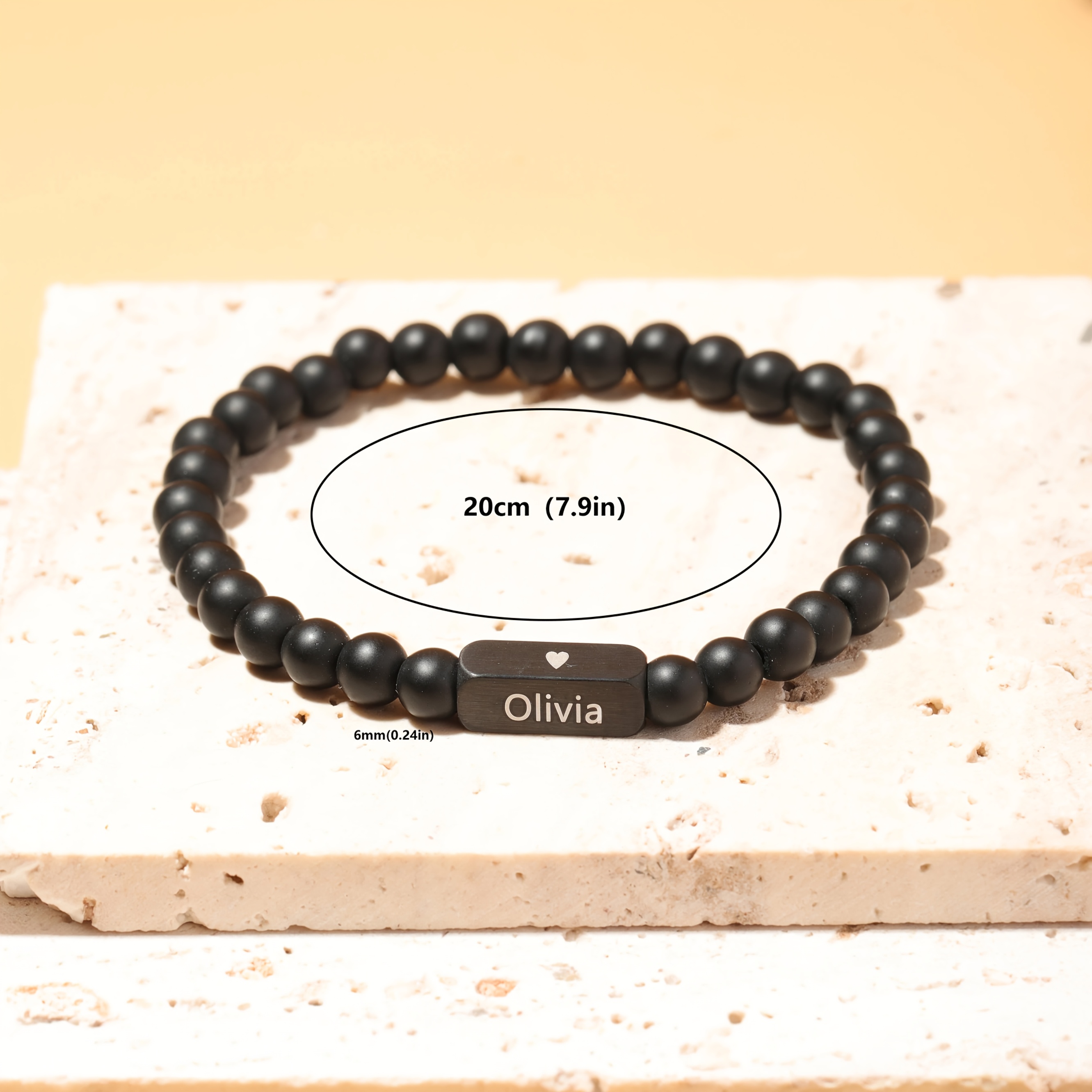 Men's Personalized Beaded Bracelet with Natural Stone
