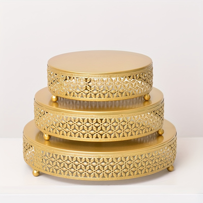 

Elegant 3-tier Cake Stand Set - Polished Golden Finish, Perfect For Holidays Including Halloween, Christmas, Valentine's, Thanksgiving & Mother's Day - Ideal For Kitchen & Dining Decor
