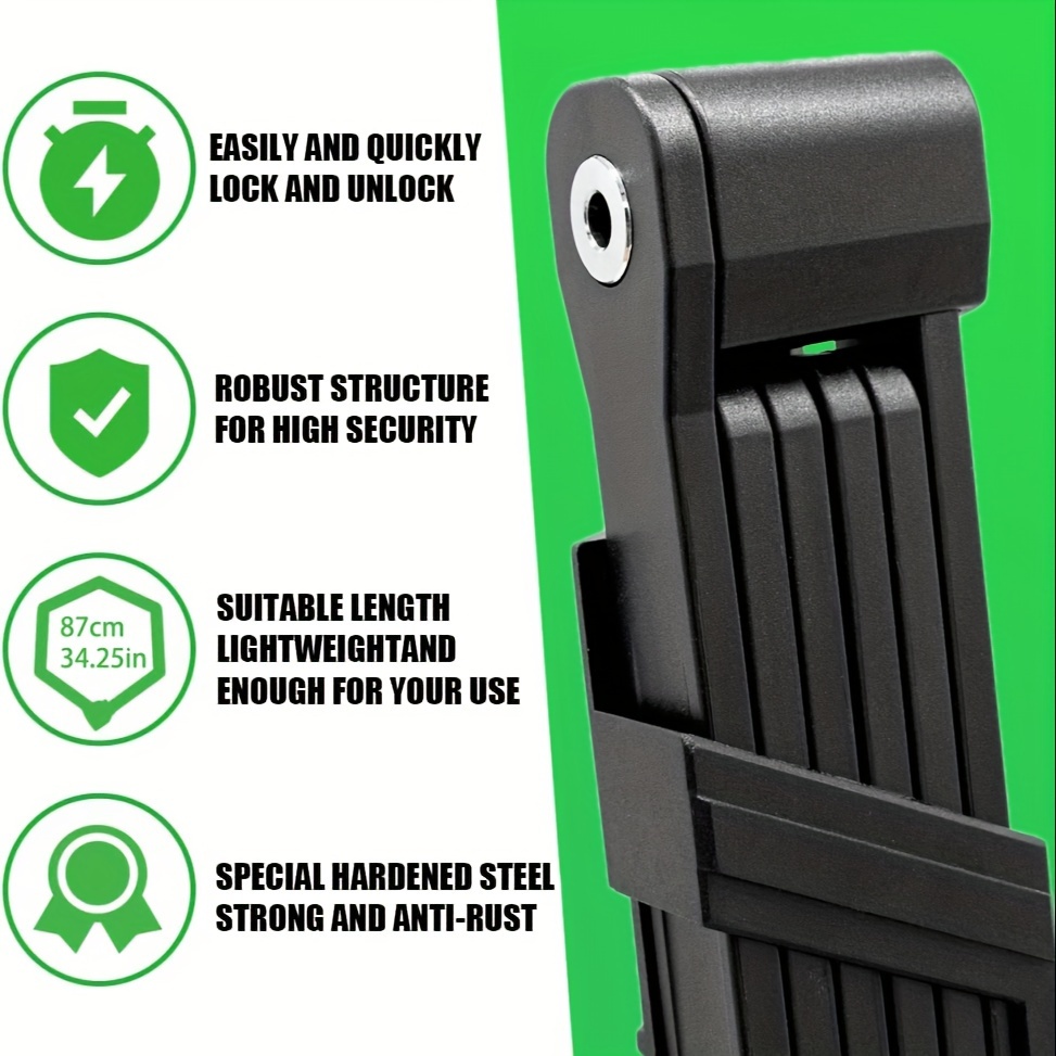 High-Strength Steel Bike Folding Lock, 87cm Length
