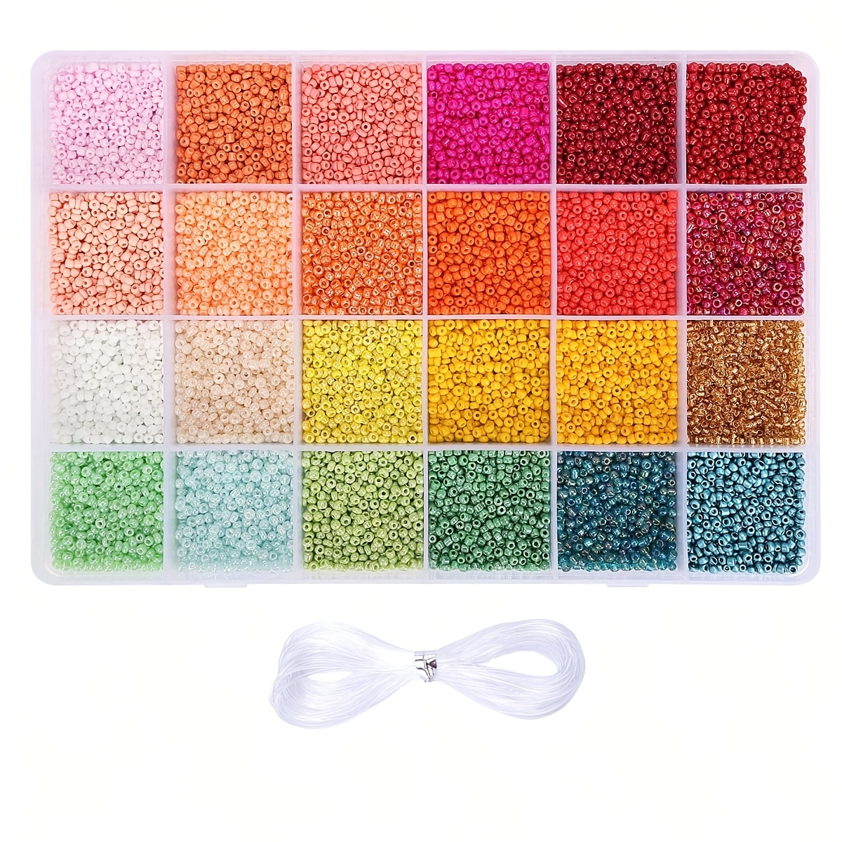 TEMU Kit de fabrication de bracelets de perles de verre de 2 mm, 11520 pièces, 48 couleurs, petit ensemble de perles d'artisanat pour de fabrication
