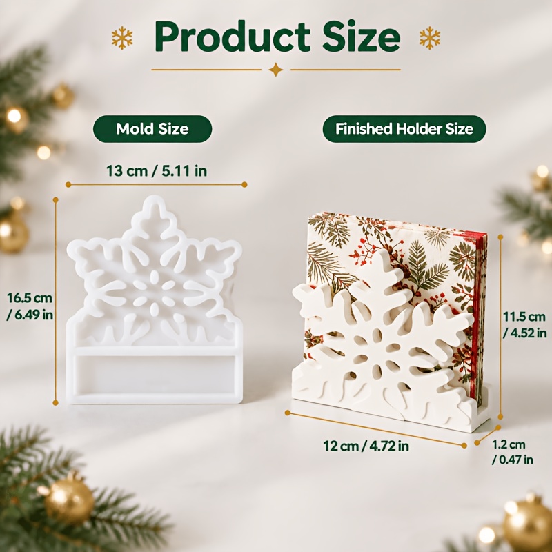 TEMU Snowflake Napkin Holder Mold Suitable For Resin Clay & Epoxy Plaster Crafts - Silicone Molds For Handmade Table Decor, Christmas Tissue Holder,
