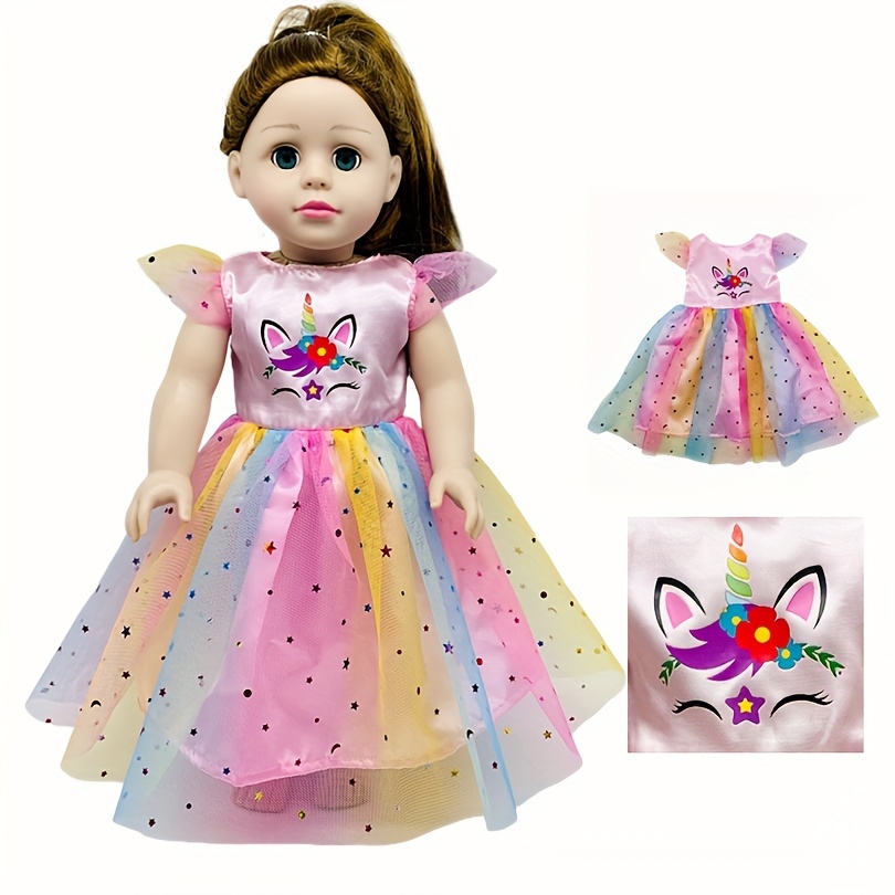 

18 Inch Doll Clothes Accessories, Pattern Colorful Yarn Skirt Doll, Dress Fits 43cm New-born-baby-doll, Bitty-15-inch-baby-doll, ( Not Included Doll And Shoes)