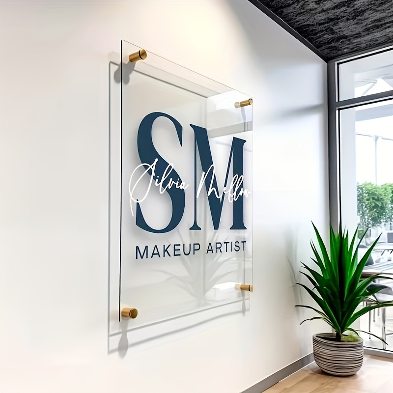 

Customized Acrylic Business Sign, Personalized Address Sign, Door Sign With Your , Office Supplies, Brand Display With Silvery Nails