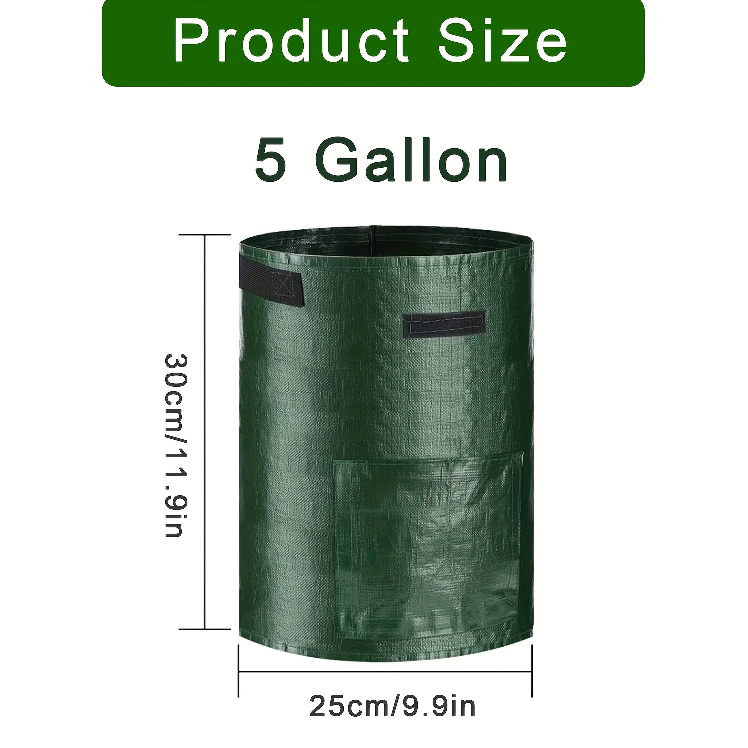 TEMU 5-pcs Potato Grow Bags, 1 Gallon/5 Gallon/7 Gallon/10 Gallon Grow Bags With Handles And Harvest Window, Plant Container Planters For Potatoes,