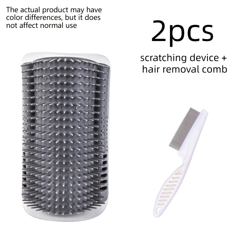 TEMU 2pcs Wall-mounted Curved Cat Scratching Removers (scratching Device And Hair Removal Comb), Pet Self-scratching, Hair Removal, Grooming, Cat