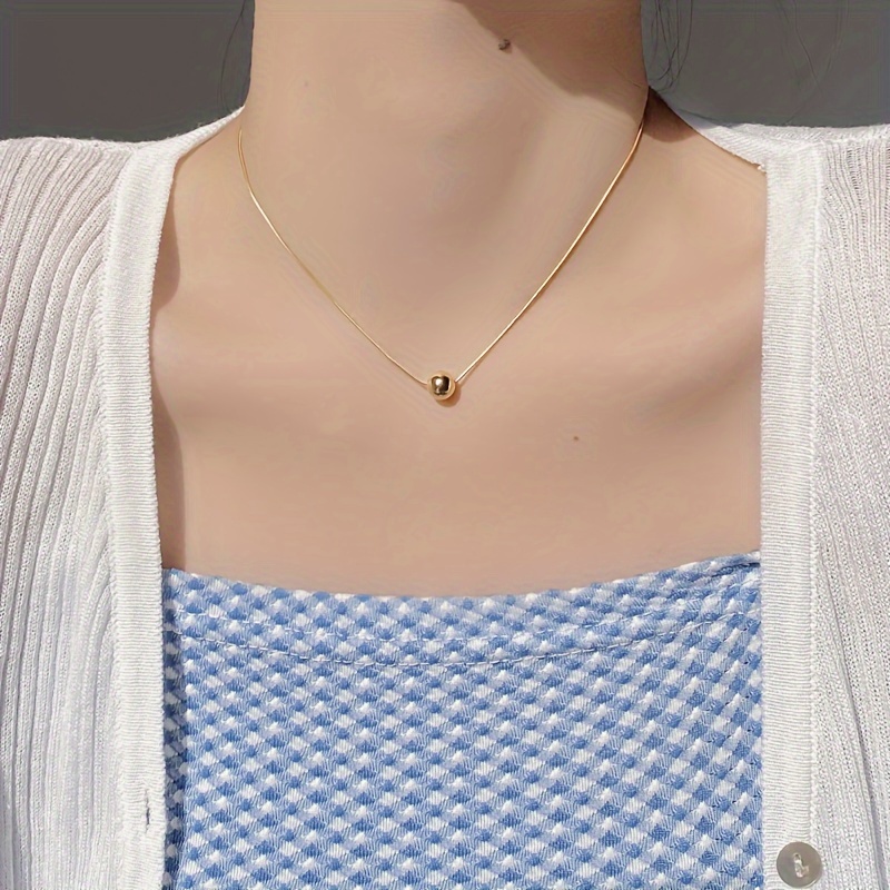 Pure silver double-layer irregular round bead necklace main image 1