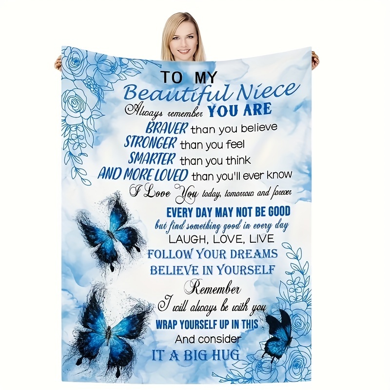 

Inspirational Letter To Niece Flannel Blanket - Satin Weave, All-season Comfort, Machine Washable, Soft Polyester Camping Throw For Sofa, Bed, And Travel