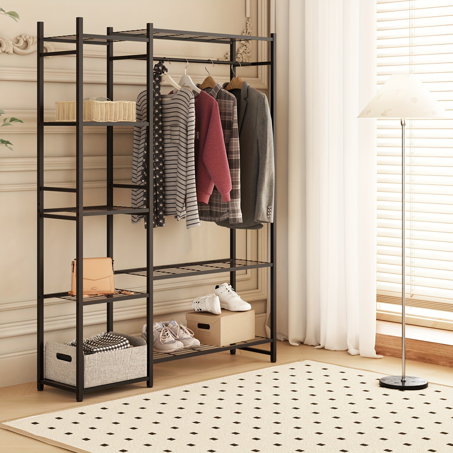 white christmas dresses Garment Rack Freestanding Hanger Multi Functional Single Pole Bedroom main image 0