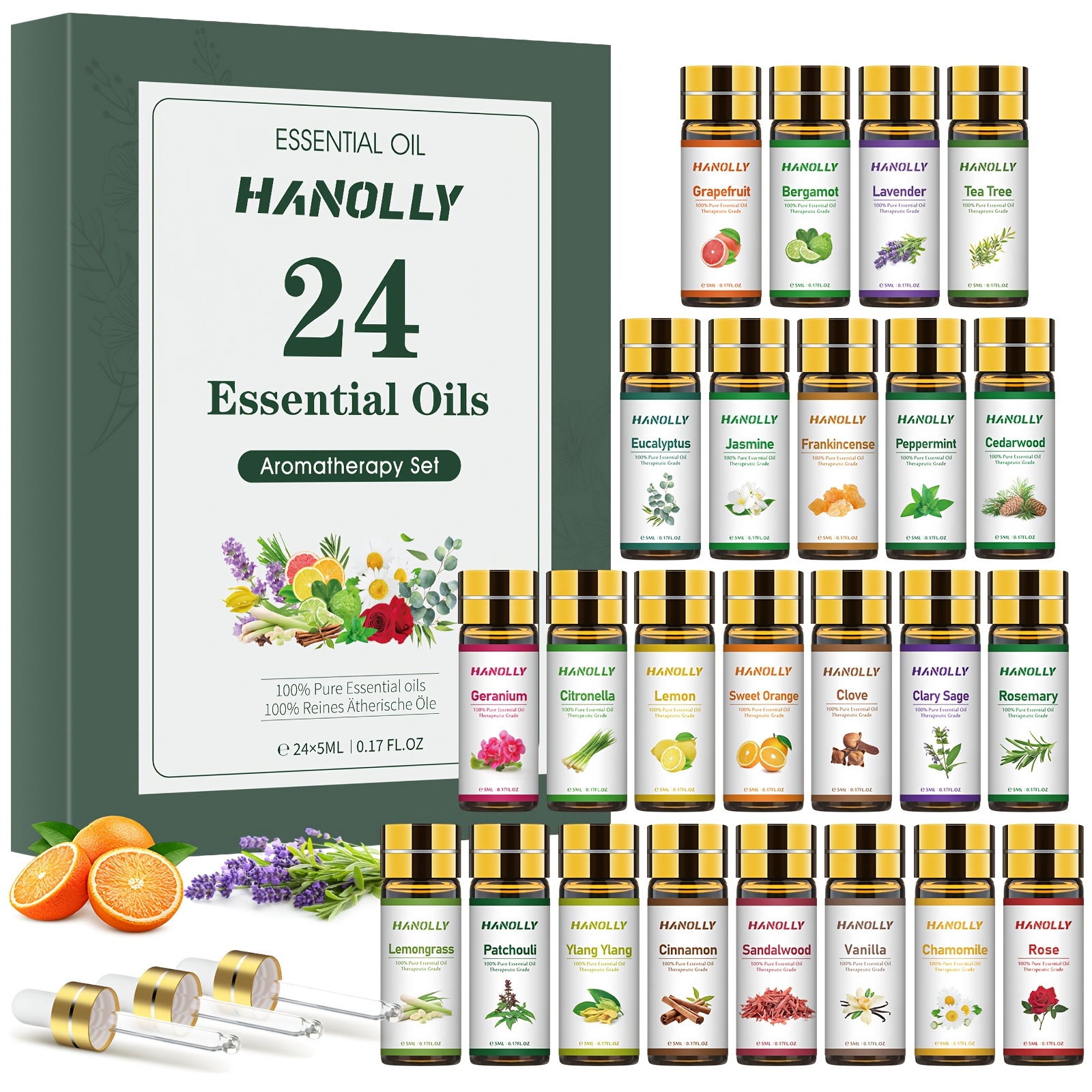 TEMU Essential Oils Set - 24pcs Essential Oil Kit For Diffuser, Aromatherapy, Candle Making - Premium Aromatherapy Diffuser Oils Set