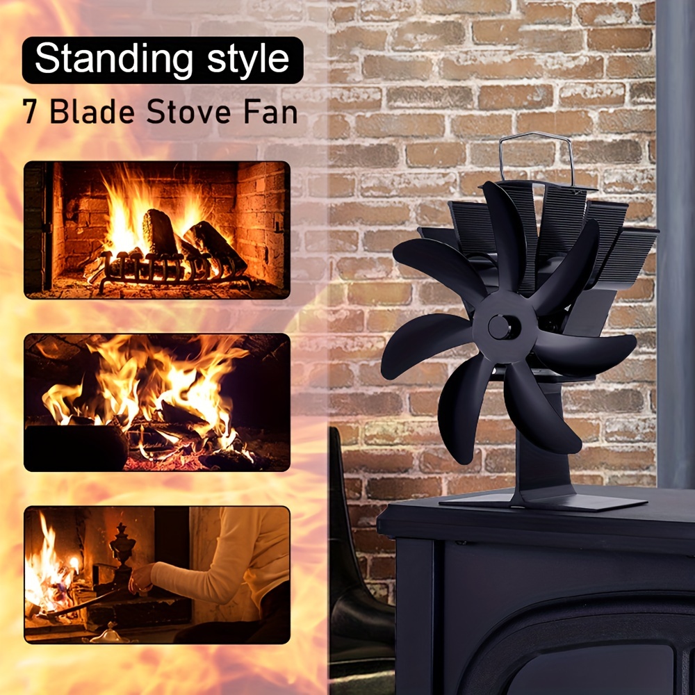 

1pc 2024 New -blade Metal Stove Fan, Portable Exhaust Fan For Home Heater, Outdoor Camping Stove, No Electricity Needed, Includes Multiple Components