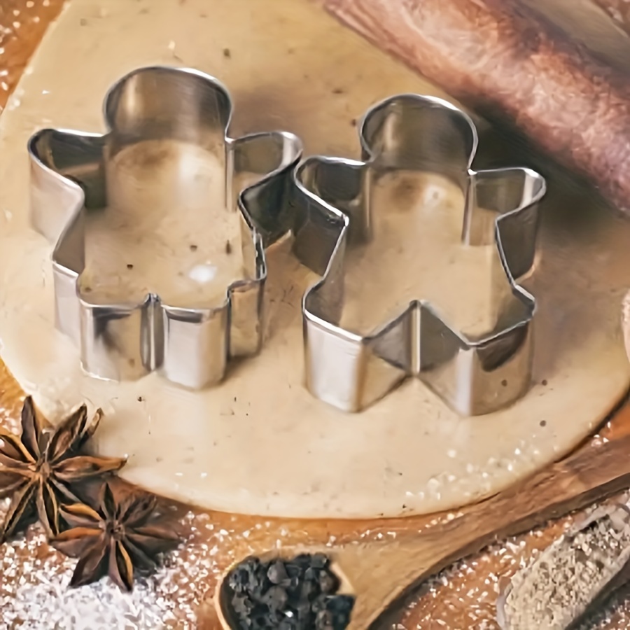 

2pcs Christmas Gingerbread For - Stainless Steel, Baking & Decorating, Ideal For