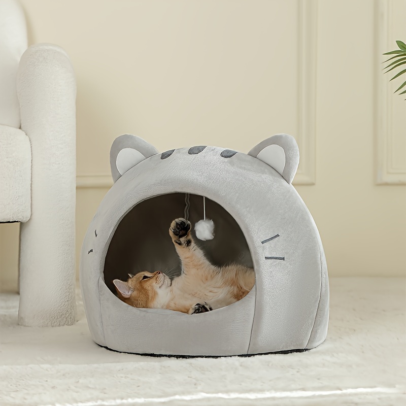 Cozy Cat Bed - Soft, Breathable Polyester Nest for All Seasons | Classic Style Kitten House with Cushion Mat | Ideal for Small to Large Cats, Cat Basket, Sleep Basket