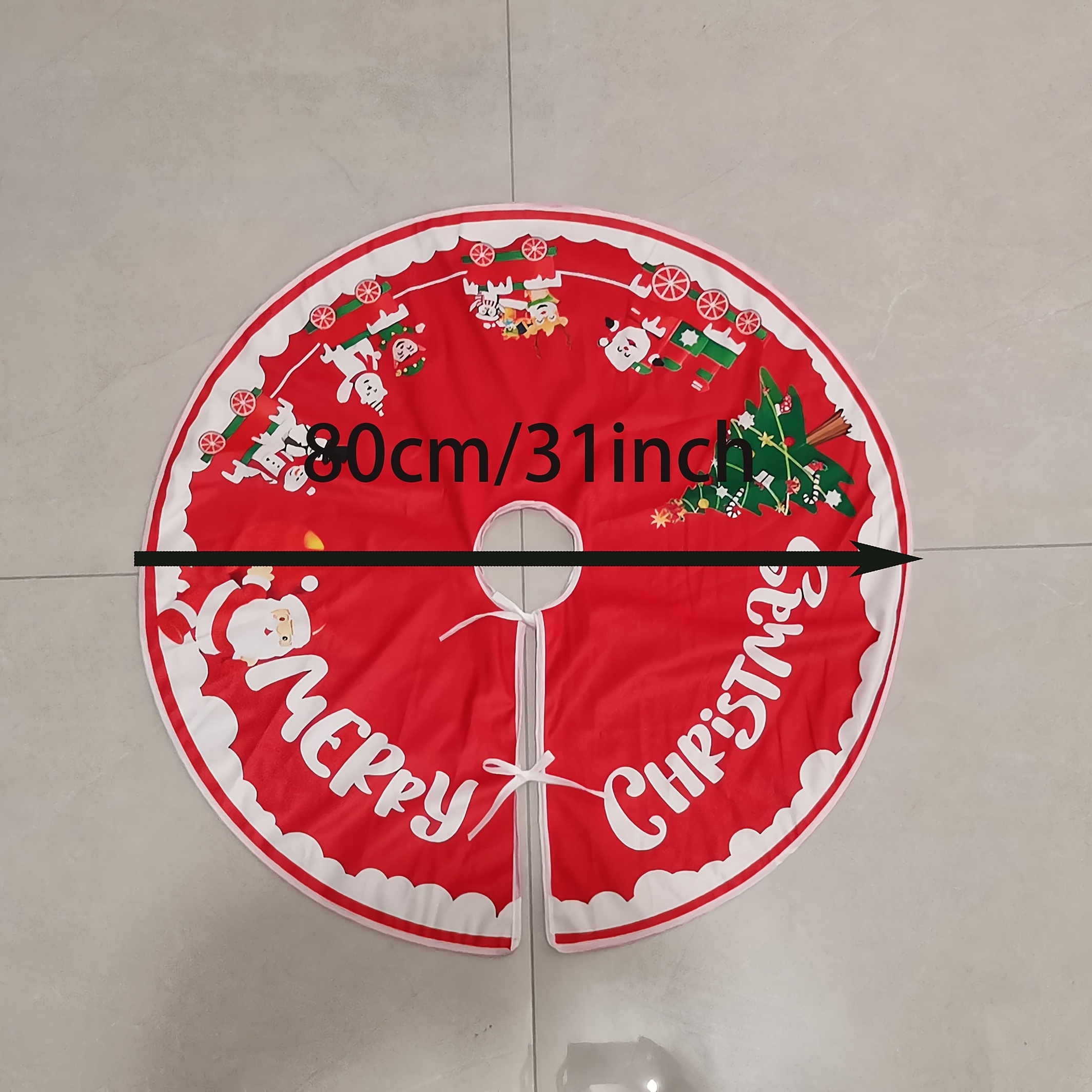 Image of 1pc Of Christmas Tree Skirt Featuring A Red Festive Santa Claus Design, Perfect For Holiday Decorations And Party Setups