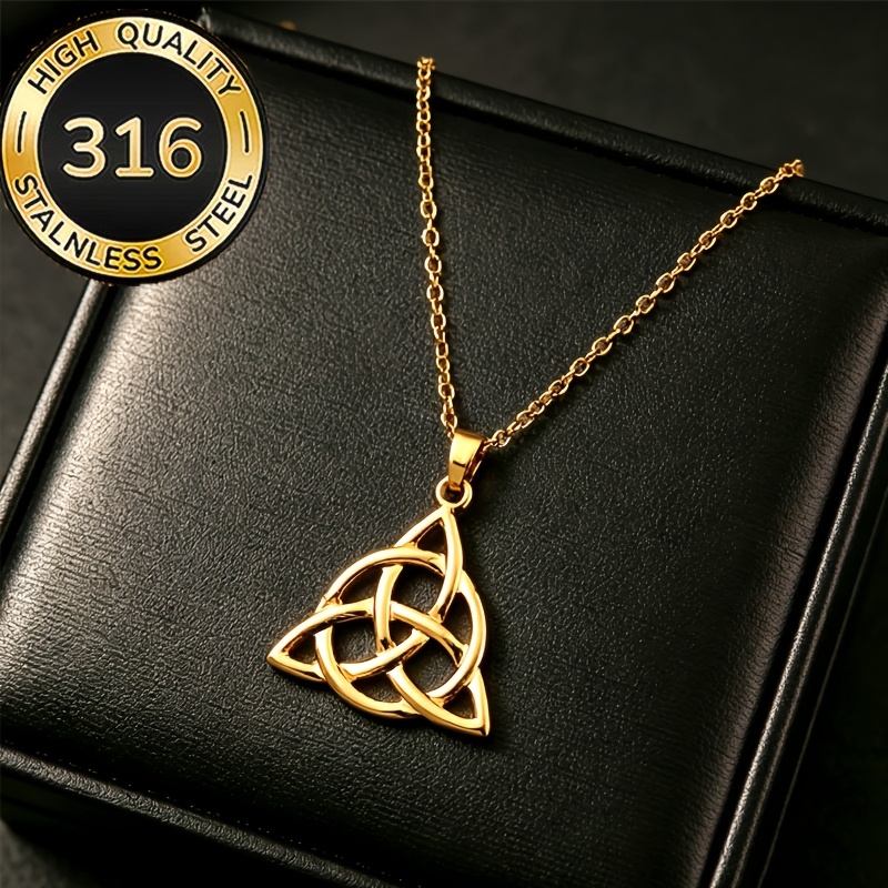 TEMU 1pc European And American Trendy Steel Triangle Geometric Pendant Necklace, Men's American-style Collarbone Chain, Suitable For Parties,