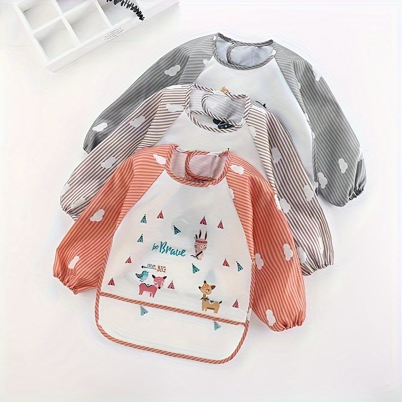 

Cartoon Waterproof Long Sleeved Bib, Soft Feeding Bib, Great Christmas Halloween Thanksgiving Day Gift, New Year's Gift, Valentine's Day Gift Easter Gift