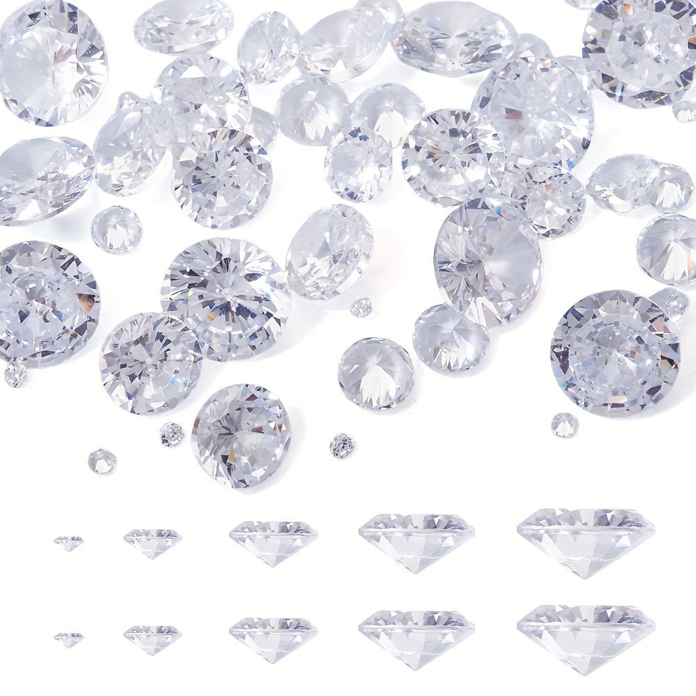 TEMU 50pcs/set Cubic Synthetic Zirconia Cabochons, ,, Clear, Cubic Synthetic Zirconia Beads, 1mm, 2mm, 3x2mm, 4x2.5mm, 5x3mm, Decorative Accessories,