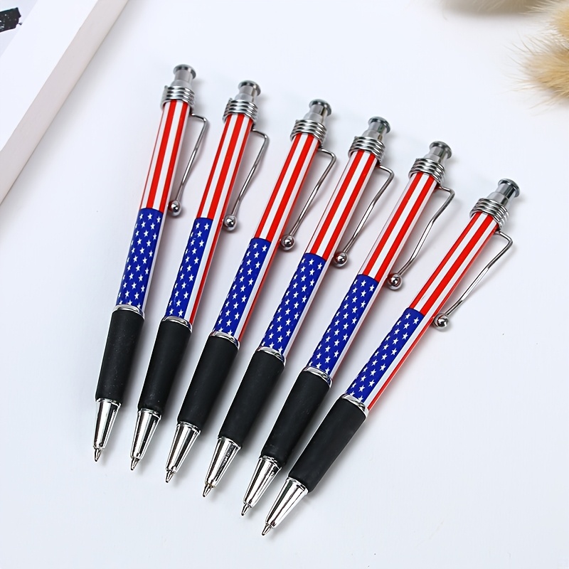 Image of 10/12/15 Patriotic American Flag Ballpoint Pens With Black Ink, Retractable Gel Pens, Suitable For Day, Writing, And Signing - Perfect For Home, School, And Office Supplies