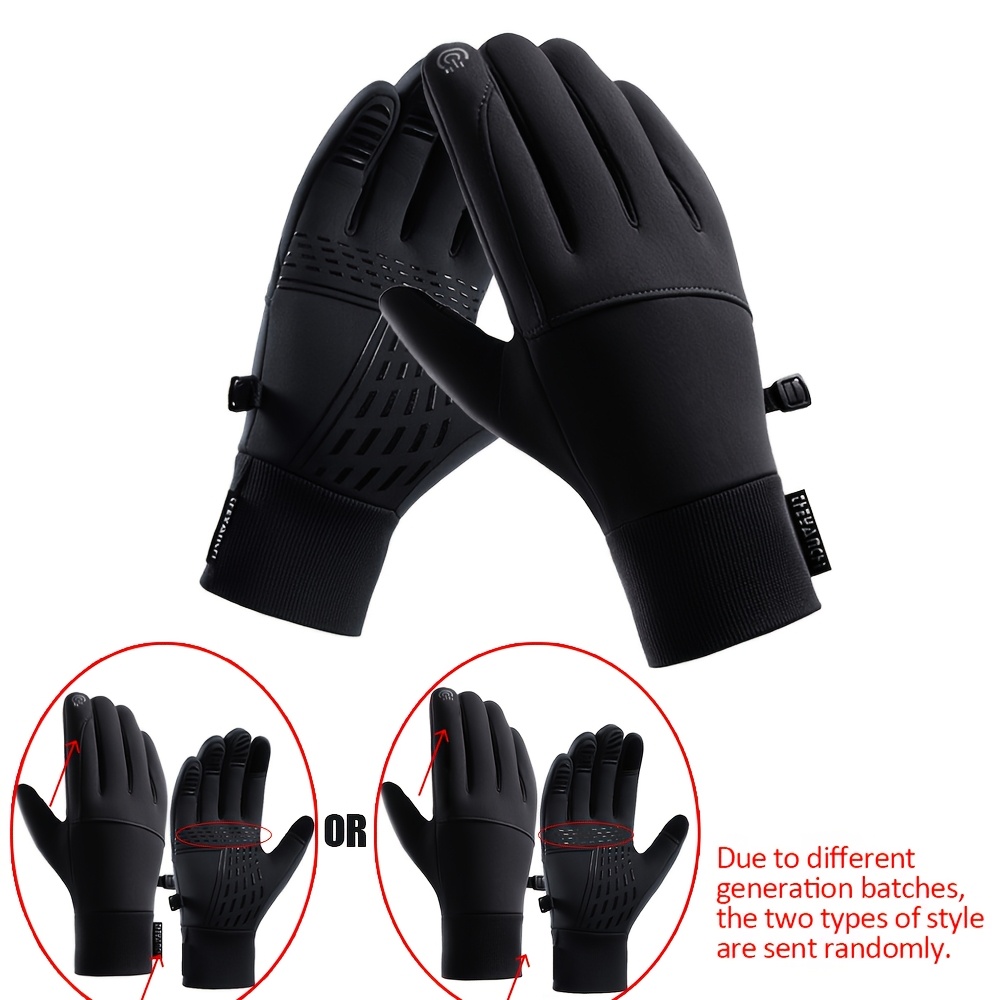 Winter Outdoor Sports Gloves, Touchscreen Compatible, Fleece-lined Warm, Suitable For Fishing, Running, Outdoor Activities, - Random Pattern, Label, And Palm Stripes For Men And Women