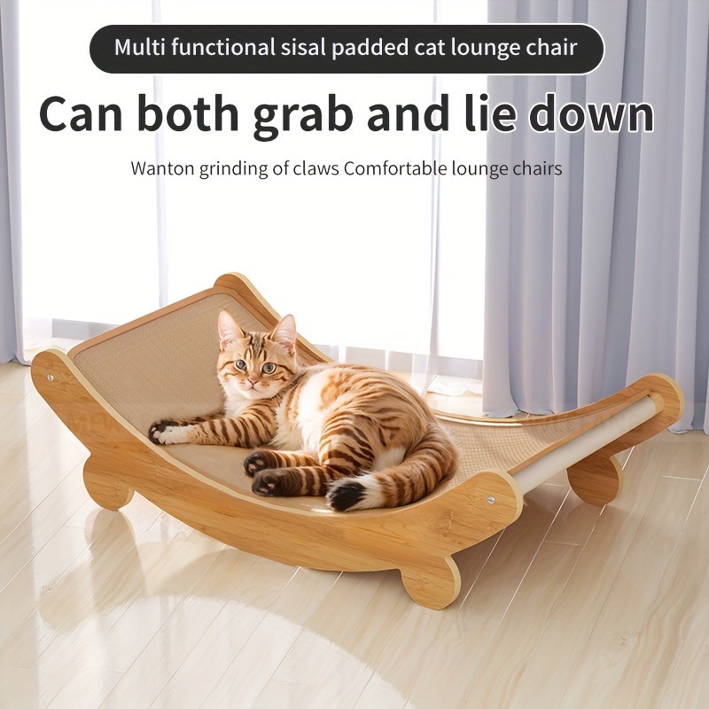 

2 In 1 Curved Design Sisal Cat Scratching Board, Durable Wooden Frame Cat Lounge Bed, Vertical And Scratch Resistant