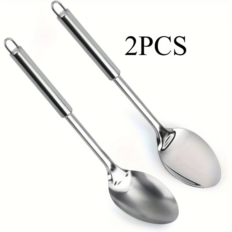 Image of Stainless Steel Cooking Spoon, Silvery Large Filter, Kitchen Seasoning Mixing And Serving Spatula